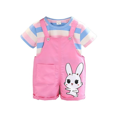 Baby Outfits For Girls Summer Suit Blocking Striped Top Rabbit Print Suspenders Two Piece Set Baby Girls Clothing Sets Hot Pink 12 Months-18 Months
Baby Outfits For Girls Summer Suit Blocking Striped Top Rabbit Print Suspenders Two Piece Set Baby Girls Clothing Sets Hot Pink 12 Months-18 Months