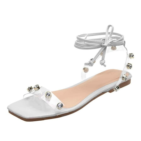 Comfortable Sandals For Women Women Sandals New Summer Flat Transparent Rhinestone Sandals White
Comfortable Sandals For Women Women Sandals New Summer Flat Transparent Rhinestone Sandals White