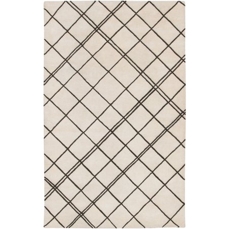 8' x 11' Bunai Coffee Bean Brown & Parchment White Wool Area Throw Rug