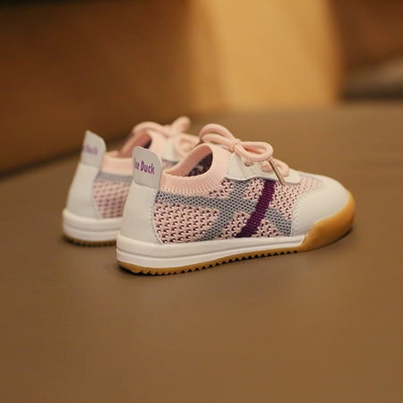 Toyella Fei-knit Boys and Girls Soft-soled Casual Sneakers Pink 21