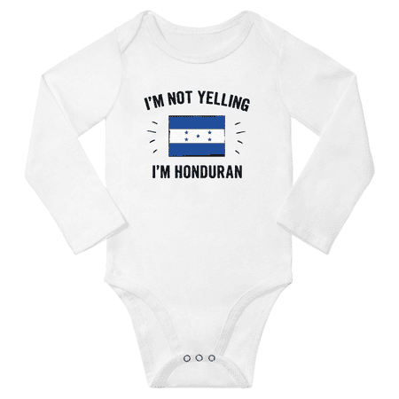 I m Not Yelling I m Honduran! Baby Long Sleeve Bodysuit Romper (White 6 Months)
I m Not Yelling I m Honduran! Baby Long Sleeve Bodysuit Romper (White 6 Months)