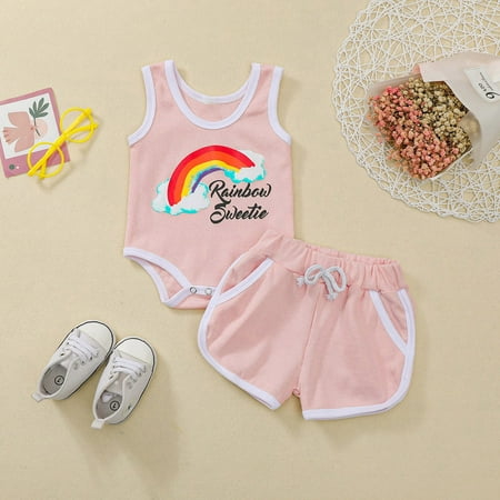 Leutsin Baby Boys Short-Sleeve Bodysuit Toddler Baby Girls Rainbow Print Vest Clothes Comfortable Romper Tow-piece Suit
Leutsin Baby Boys Short-Sleeve Bodysuit Toddler Baby Girls Rainbow Print Vest Clothes Comfortable Romper Tow-piece Suit