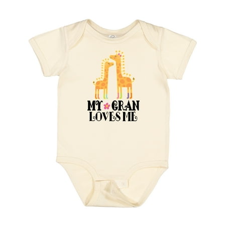Inktastic My Gran Loves Me Giraffe Gift Baby Girl Bodysuit