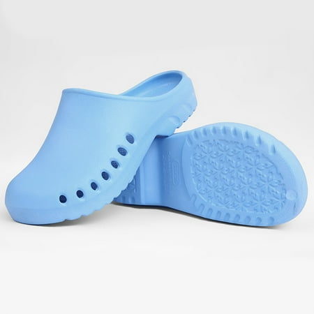 1 Pair Nursing Shoes Garden Platform Slippers Sandals Nurse Clogs Slip Resistant Light Blue 37 38
