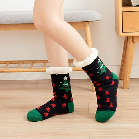Qazqa Ladies Christmas Warm Printed Floor Socks Fluffy Warm Medium Socks