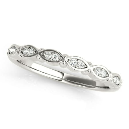 0.10 Ct Diamond Wedding Band - Bridal Ring Set - 10K White Gold