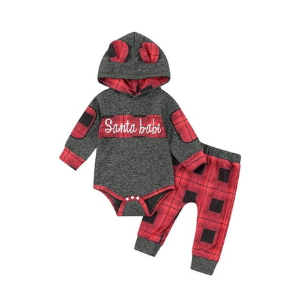 jaweiw Newborn Boys Girls 2Pcs Plaid Pattern Christmas Outfits Set Contrast Color Letter Printed Long Sleeve Hooded Bodysuit + Elastic Waist Trousers Size 0 6 9 12 18 M
jaweiw Newborn Boys Girls 2Pcs Plaid Pattern Christmas Outfits Set Contrast Color Letter Printed Long Sleeve Hooded Bodysuit + Elastic Waist Trousers Size 0 6 9 12 18 M