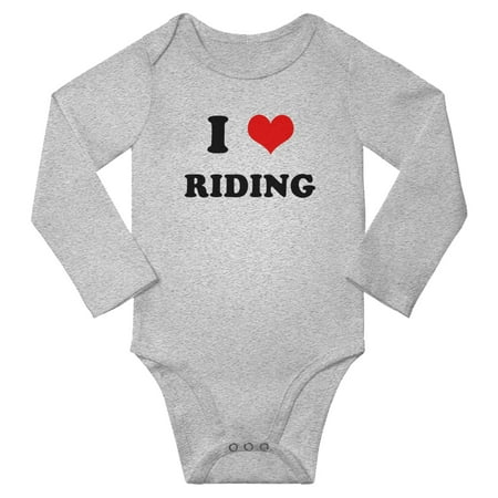 I Heart Riding Love Sports Fans Cute Baby Long Bodysuit Romper (Gray 3-6 Months)