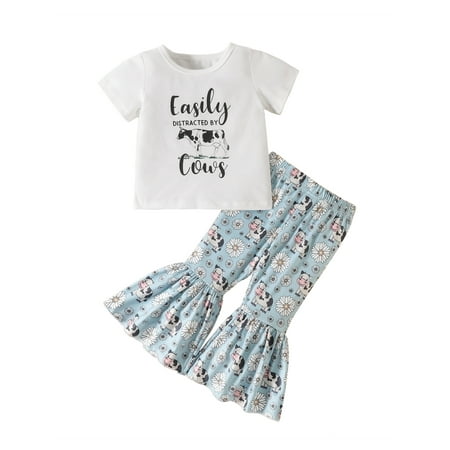 Gwiyeopda Toddler Baby Girl Bell Bottom Outfits Short Sleeve Cow Print shirt Flare Pants
Gwiyeopda Toddler Baby Girl Bell Bottom Outfits Short Sleeve Cow Print shirt Flare Pants