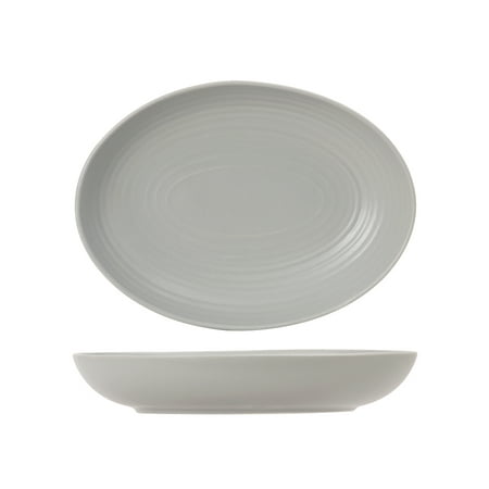 Tuxton Zion Matte Gray Embossed 35-Ounce Oval Bowl Pack of 12