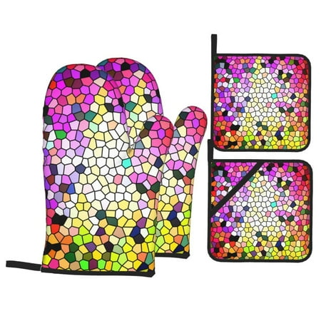 Oven Mitts and Pot Holders Sets 4 pcs - Colorful Tie Dye Stained Glass A Heat Resistant Silicone Oven Gloves with Non-Slip Silicone Surface and hot pads for kitchen Baking Cooking BBQ
Oven Mitts and Pot Holders Sets 4 pcs - Colorful Tie Dye Stained Glass A Heat Resistant Silicone Oven Gloves with Non-Slip Silicone Surface and hot pads for kitchen Baking Cooking BBQ