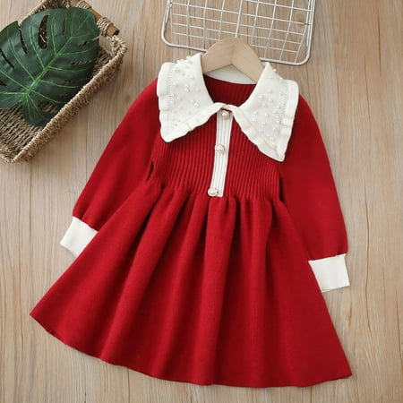 Toddler Girls Casual Dresses Autumn Winter Sweater Long Sleeve Knitted Long Pearl Collar Fragrance Princess Dress Holiday Wear
Toddler Girls Casual Dresses Autumn Winter Sweater Long Sleeve Knitted Long Pearl Collar Fragrance Princess Dress Holiday Wear
