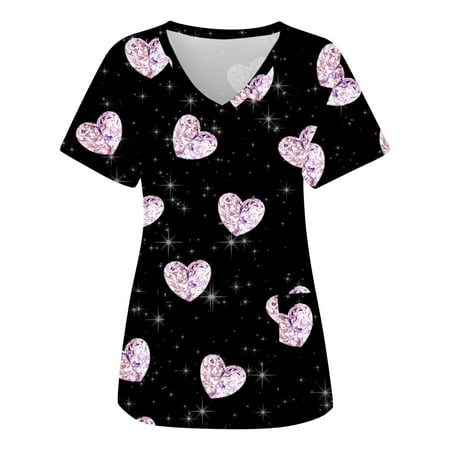 Heart Printed Working Uniform Women Fashion Love Print Short Sleeve Workwear V Neck Pockets Tops Working Blouse Shirt Scrubs Uniform Nurses
Heart Printed Working Uniform Women Fashion Love Print Short Sleeve Workwear V Neck Pockets Tops Working Blouse Shirt Scrubs Uniform Nurses
