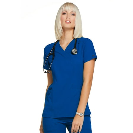 Elle Scrubs Top for Women Mock Wrap EL620 XXS Royal