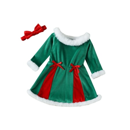 Canrulo Toddler Baby Girls Christmas Plush Dresses Long Sleeve A-Line Dress with Bowknot Headband Clothes Green 1-2 Years
Canrulo Toddler Baby Girls Christmas Plush Dresses Long Sleeve A-Line Dress with Bowknot Headband Clothes Green 1-2 Years