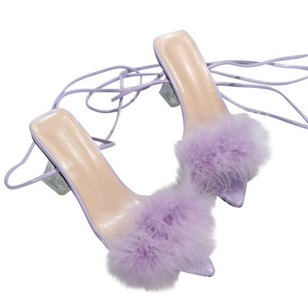 Summer Saving Clearance! Kukoosong Block Heels for Women Summer Fashion Colour Feather Sandals Pointed-toe High-heeled Womens Sandals Purple 41
Summer Saving Clearance! Kukoosong Block Heels for Women Summer Fashion Colour Feather Sandals Pointed-toe High-heeled Womens Sandals Purple 41