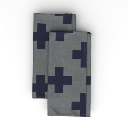 Cotton Sateen Dinner Napkins (Set of 2) - Plus Navy Gray Modern Swiss Cross Geometric Sign Nursery Print Cloth Dinner Napkins by Spoonflower
Cotton Sateen Dinner Napkins (Set of 2) - Plus Navy Gray Modern Swiss Cross Geometric Sign Nursery Print Cloth Dinner Napkins by Spoonflower