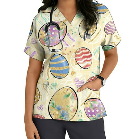 lulshou Women s Scrubs Tops with Pocket Short Sleeve Working Uniform Top V-neck Protective Clothing Tops Nurses Tunic Uniform Clinic Carer Workwear Top Easter Print Blouse Summer Clearance
lulshou Women s Scrubs Tops with Pocket Short Sleeve Working Uniform Top V-neck Protective Clothing Tops Nurses Tunic Uniform Clinic Carer Workwear Top Easter Print Blouse Summer Clearance