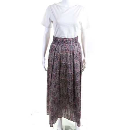 Drew Womens Reign Admiral Elastic Waist Paisley Maxi Skirt Blue Pink Size XS