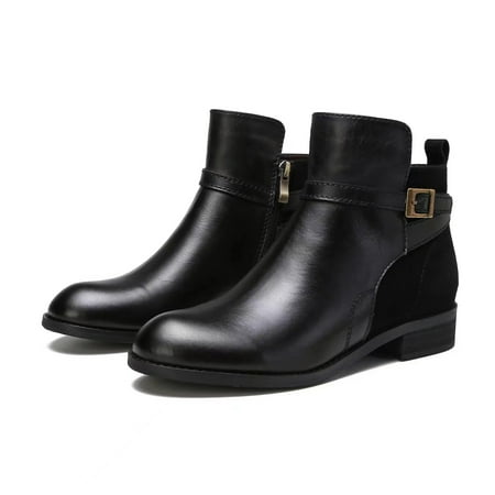 Women‘s Buckle Strap Low Heel Ankle Boots Solid Color Round Toe Side Zipper Shoes Retro Short Boots
Women‘s Buckle Strap Low Heel Ankle Boots Solid Color Round Toe Side Zipper Shoes Retro Short Boots