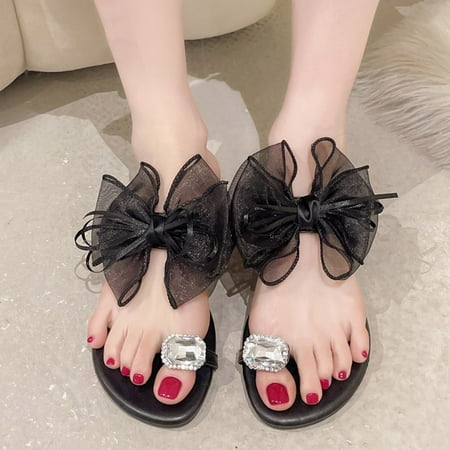 〖Yilirongyumm〗 Black 38 Slippers For Women Fashion Spring And Summer Women Slippersrhinestone Bow Flat Ribbon Solid Color Casual Style
〖Yilirongyumm〗 Black 38 Slippers For Women Fashion Spring And Summer Women Slippersrhinestone Bow Flat Ribbon Solid Color Casual Style