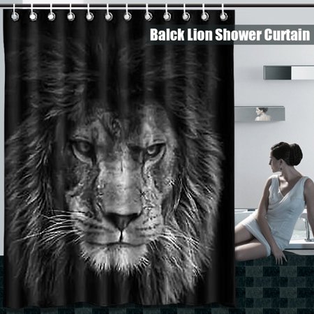 59''x71'' Wildlife Animals Lion Shower Curtain Black Waterproof Polyester Fabric Bathroom Background Curtain for Home Bedroom Decor