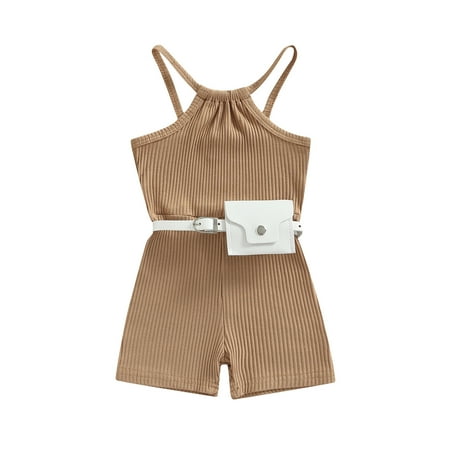 Baby Girl Summer Romper Solid Color Ribbed Sleeveless Sling Shorts Jumpsuit with Belt Bag
Baby Girl Summer Romper Solid Color Ribbed Sleeveless Sling Shorts Jumpsuit with Belt Bag