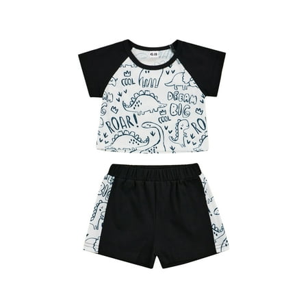 Toddler Boys Summer Outfit Short Sleeve Dinosaur Printed T-shirt And Elastic Band Patchwork Shorts
Toddler Boys Summer Outfit Short Sleeve Dinosaur Printed T-shirt And Elastic Band Patchwork Shorts