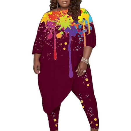 Capreze Women Plus Size Two Piece Outfit Baggy Off Shoulder Pajamas Party Loungewear Irregular Hem Lounge Sets Claret 3XL
Capreze Women Plus Size Two Piece Outfit Baggy Off Shoulder Pajamas Party Loungewear Irregular Hem Lounge Sets Claret 3XL