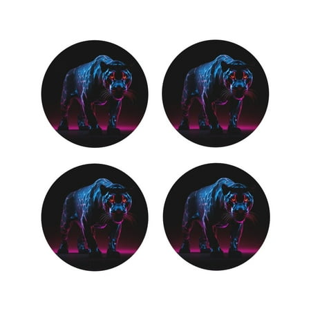 Coasters Set of 4 - Futuristic Purple Panther Drink Coasters for Tabletop Protection Leather Coasters for Living Room Decor and Housewarming Gift Round Shape
Coasters Set of 4 - Futuristic Purple Panther Drink Coasters for Tabletop Protection Leather Coasters for Living Room Decor and Housewarming Gift Round Shape