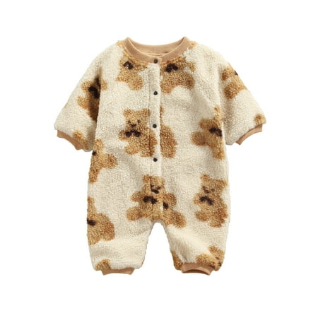Amuver Newborn Baby Button Down Jumpsuit Winter Warm Short Sleeve Bear Print Fleece Romper
Amuver Newborn Baby Button Down Jumpsuit Winter Warm Short Sleeve Bear Print Fleece Romper