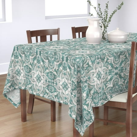 Cotton Sateen Tablecloth 70 x 144 - Teal Gray Boho Print Large Bohemian Nature Dark Quatrefoil Floral Print Custom Table Linens by Spoonflower
Cotton Sateen Tablecloth 70 x 144 - Teal Gray Boho Print Large Bohemian Nature Dark Quatrefoil Floral Print Custom Table Linens by Spoonflower