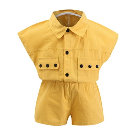 Toddler Little Boys Summer Outfits Unisex Spring Summer Solid Cotton Ribbed Button Short Sleeve Tshirt Shorts Cute Newborn Clothes Size 80 Yellow
Toddler Little Boys Summer Outfits Unisex Spring Summer Solid Cotton Ribbed Button Short Sleeve Tshirt Shorts Cute Newborn Clothes Size 80 Yellow