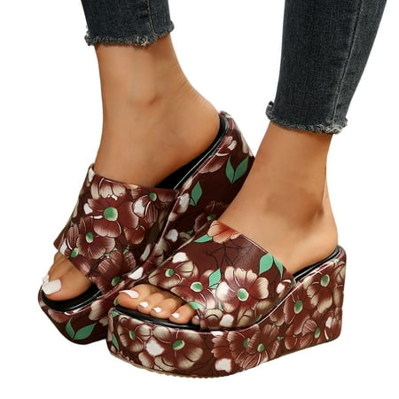 ZIZOCWA Fashion Summer Women Slippers Leather Fish Mouth Thick Sole Sandals Pu Leather Wedge Platform Slippers Female Roman Sandals Coffee Size8
ZIZOCWA Fashion Summer Women Slippers Leather Fish Mouth Thick Sole Sandals Pu Leather Wedge Platform Slippers Female Roman Sandals Coffee Size8