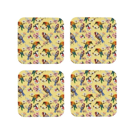 Coasters Set of 4 - Bright Birds Flowers Drink Coasters for Tabletop Protection Leather Coasters for Living Room Decor and Housewarming Gift Square
Coasters Set of 4 - Bright Birds Flowers Drink Coasters for Tabletop Protection Leather Coasters for Living Room Decor and Housewarming Gift Square