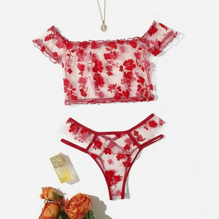 Qurein Womens Sexy Mesh Perspective Temptation Floral Printing Three Point Underwear Set
Qurein Womens Sexy Mesh Perspective Temptation Floral Printing Three Point Underwear Set