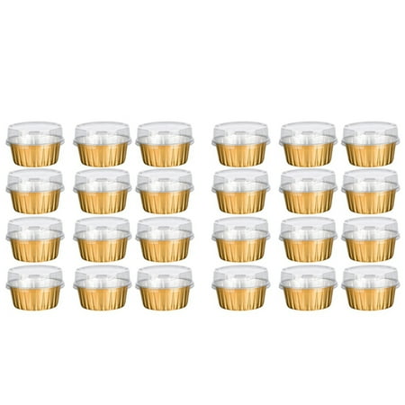 Dessert Cups with Lids 100 Pack Gold Aluminum Foil Baking Cups Holders