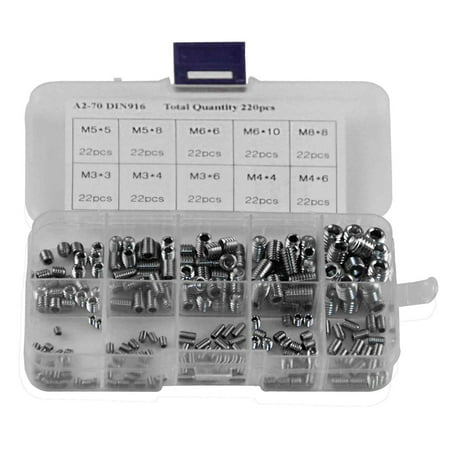 SENRISE 220Pcs Hex Set Screw Assortment Kit Stainless Steel Hardware Tool Size M3-M8 Silver
SENRISE 220Pcs Hex Set Screw Assortment Kit Stainless Steel Hardware Tool Size M3-M8 Silver