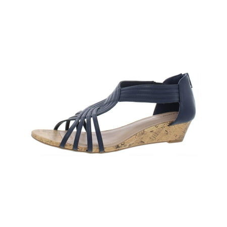 Charter Club Womens Ginifur 2 Faux Leather Open Toe Wedge Sandals