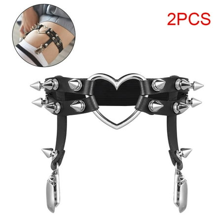 2 Pieces Women Leather Double Strap Heart Garter Elastic Rivet Stud Leg Garter Belt
2 Pieces Women Leather Double Strap Heart Garter Elastic Rivet Stud Leg Garter Belt