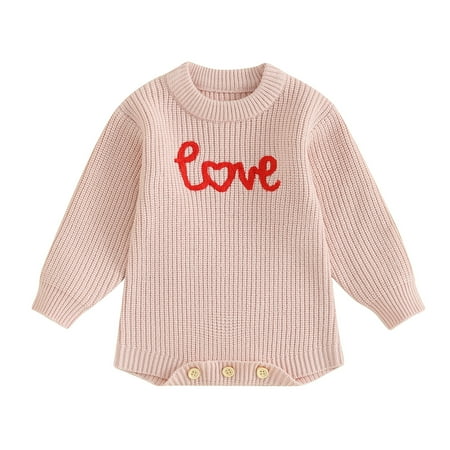 Suealasg Toddler Baby Girl Spring Knit Sweater Newborn Valentine s Day Clothes 3M 6M 12M 18M Infant Girls Long Sleeve Crew Neck Letter Embroidery Sweater Romper
Suealasg Toddler Baby Girl Spring Knit Sweater Newborn Valentine s Day Clothes 3M 6M 12M 18M Infant Girls Long Sleeve Crew Neck Letter Embroidery Sweater Romper