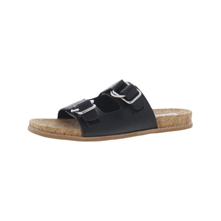 Steve Madden Womens Zeya Leather Slip On Slide Sandals