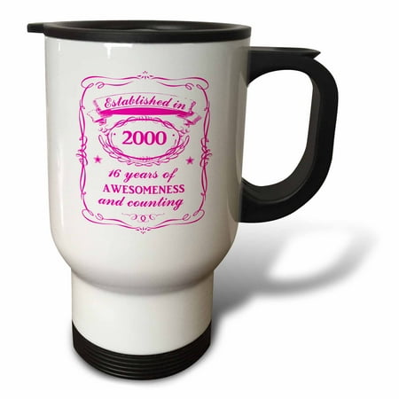 3dRose Hot Pink Sweet 16 16th Birthday girl gift for those born in year 2000 - Travel Mug 14-ounce Stainless Steel
3dRose Hot Pink Sweet 16 16th Birthday girl gift for those born in year 2000 - Travel Mug 14-ounce Stainless Steel