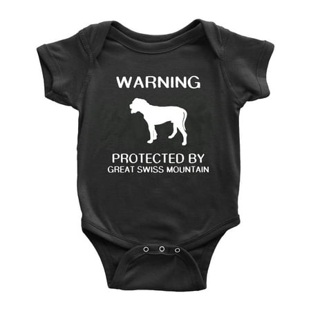 Warning: Protected by A Great Swiss Mountain Dog Funny Baby Bodysuit Romperss (Black 6-12 Months)
Warning: Protected by A Great Swiss Mountain Dog Funny Baby Bodysuit Romperss (Black 6-12 Months)