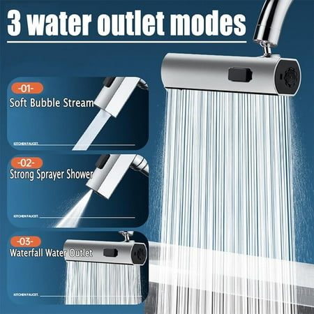 Kitchen Faucet Extension Waterfall Outlet Splash Proof Rotating Bubbler