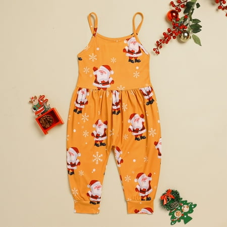 Toddler Girls Christmas Sleeveless Cartoon Prints Romper Jumpsuit With Pocket Clothes Yellow 110
Toddler Girls Christmas Sleeveless Cartoon Prints Romper Jumpsuit With Pocket Clothes Yellow 110