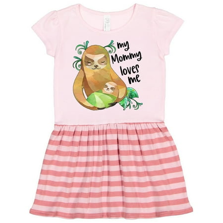 Inktastic My Mommy Loves Me Cute Sloth and Baby Gift Toddler Girl Dress