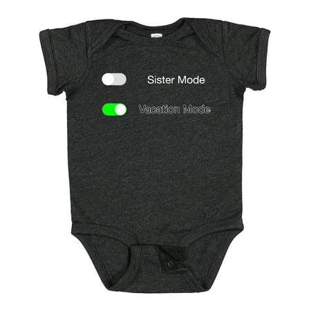 Inktastic Vacation Mode on Sister Mode off Gift Baby Boy or Baby Girl Bodysuit