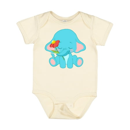 Inktastic Cute Baby Elephant with Flower Gift Baby Boy or Baby Girl Bodysuit
