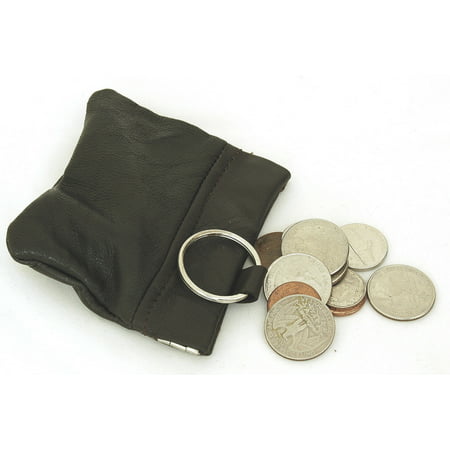 Leather Coin Purse Wallet Metal Spring Closure With Key Chain Loop Inside NEW - 0